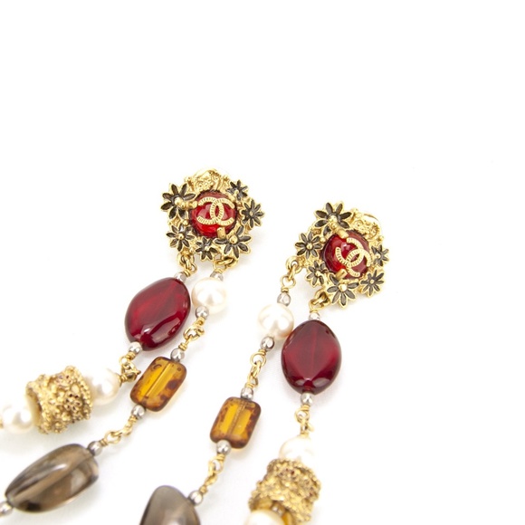 Chanel Beaded Ultra Drop 'CC' Earrings - Picture 5 of 5